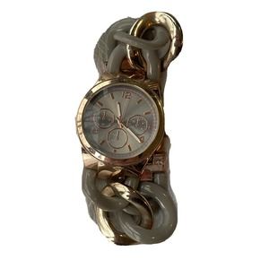Womens Watch Unknown Brand Braided Band Grey Gold Analog Jewelry Accessory